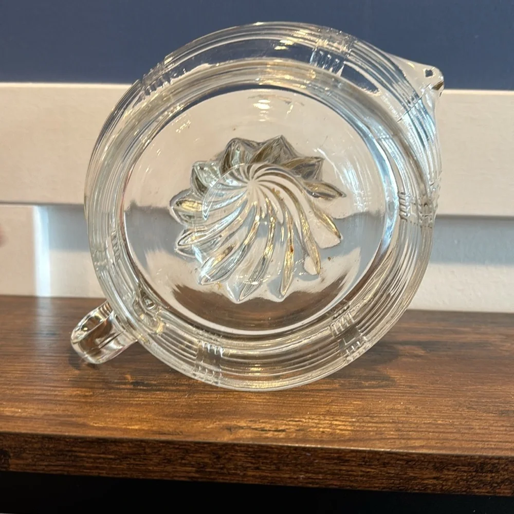 Vintage Plaid Juice Reamer Clear Depression Glass Hazel Atlas Vintage
